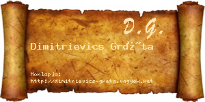 Dimitrievics Gréta névjegykártya